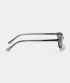 Cleo cat-eye sunglasses in transparent gray with gray lenses, side view