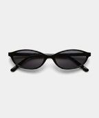 Cleo cat-eye sunglasses in black with gray lenses, front view