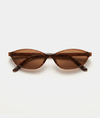 Cleo cat-eye sunglasses in transparent brown with brown lenses, front view