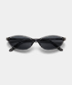 Cleo cat-eye sunglasses in transparent gray with gray lenses, front view