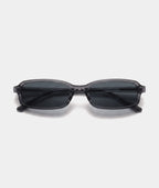Maelle slim rectangular sunglasses in transparent gray with gray lenses, front view