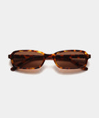 Maelle slim rectangular sunglasses in tortoise with tea lenses, front view