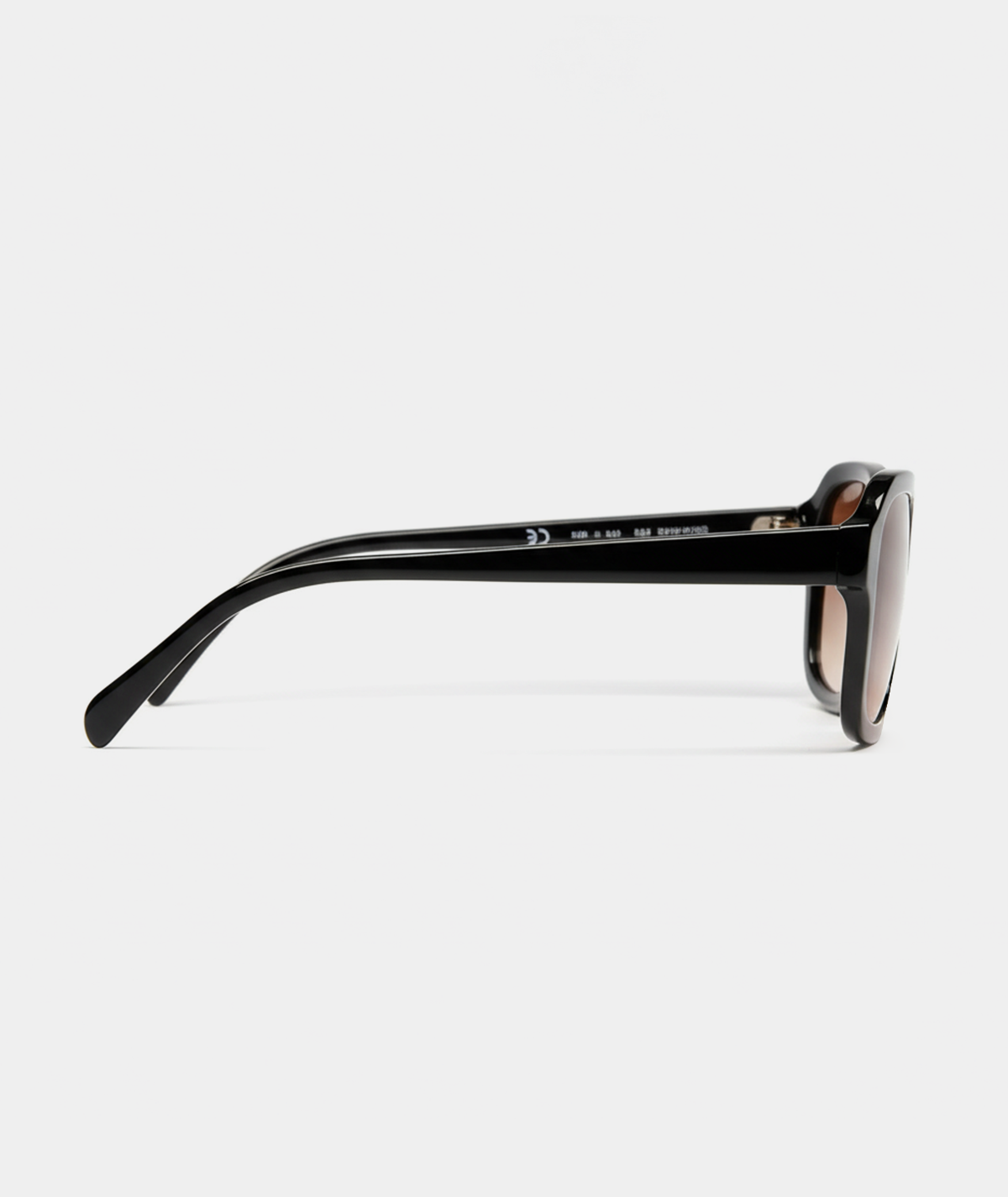 Mirage aviator sunglasses in black with amber lenses, side view
