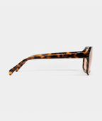 Mirage aviator sunglasses in tortoise with orange lenses, side view